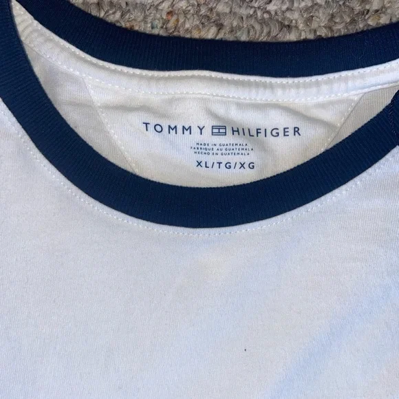 Tommy Hilfiger White Tee with Navy and Red Accents - Picture 6 of 8